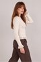 Ecru Lace Detailed and Ribbed Crew Neck Knitwear Blouse - 4