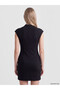 Rmz Gi̇yi̇m Farkiyla Straight Roba Collar Decorated Buttoned Mini Dress - 5