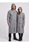 Unisex Gray Eva Fabric Water and Windproof Raincoat with Hood and Pockets
