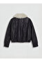 Esvab • Modern & Distinctive Fur Roba Collar Women's Leather-Look Coat - 8