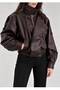 High Collar Zr Model Leather Jacket - 3