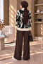 Black Ecru Patterned Turtleneck Knitwear Tunic Women's Sweater - 6