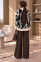 Black Ecru Patterned Turtleneck Knitwear Tunic Women's Sweater - 7