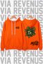 Medusa Printed Unisex Wide Fit Orange Hoodie Sweatshirt - 3 Thread Fleece Hood Lining with Drawstring Detail