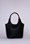 Black Beaded Mini Wallet Detailed Leather Hand and Shoulder Bag - 4