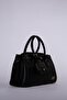 Black Mini Wallet Leather Hand and Shoulder Bag with Accessories - 2