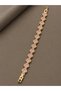 Brass Zircon Stone Pink Clover Baguette Model Gold Color Vip Series Women's Bracelet - 2