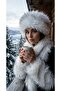 Women's Luxury Long Fur Imported Hat and Scarf Set - Black Copper Gradient Faux Fur Winter Hat Set - 3