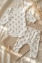 Brown Mam Dad Patterned 100% Double Cotton Baby Boy Set 3-9 Months - 2