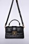 Black Monogram Patterned Leather Hand and Shoulder Bag - 4