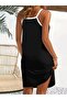 Women's viscose dress with round neck and strap detail - 2