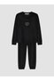 Two Mt Shop Quality Lcw Young Black Velvet Embroidered Long Sleeve Women's Pajama Set - 5