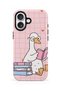 iPhone 16 Compatible - Duck Reading a Book, Dual Layer Tough Cover, Glossy Surface Protective Case