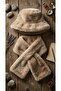 Women's Soft Plush Bucket Hat and Scarf Set - Adjustable Imported Fluffy Winter Set - 2