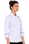 Alpaca Fabric Long Sleeves Black Piping White Fold-Over Cuff Professional Women's Chef Jacket Uniform - 4