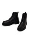 Men's Black Lace-Up Zippered Leather Casual Boots Wm710027Df - 4