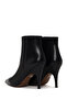 Women's Black Zippered Thin Heeled Leather Boots Wf100007Dv - 7