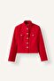 Fitted High Collar Metal Buttoned Short Cashmere Jacket I2838Ax26Wn