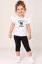 Girls' Princess Printed Heart Pattern Ruffle T-Shirt and Capri Leggings 2-Piece Set 1-3 Years