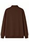 3 Thread Brown Basic Plain Half-Zip Sweatshirt - Oversized Stand-Up Collar - 4