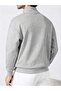 3 Thread Gray Basic Plain Half-Zip Sweatshirt - Oversized Stand-Up Collar - 2