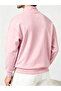 3 Thread Pink Basic Plain Half-Zip Sweatshirt - Oversized Stand-Up Collar - 2