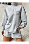 3 Thread Gray California Los Angeles Half-Zip Sweatshirt - Printed Oversized Stand Collar - 4