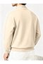 3 Thread Beige Spirit Horse Logo Half-Zip Sweatshirt - Printed Oversize Stand-Up Collar - 2