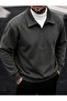 Smoked Basic Plain Half-Zip Sweatshirt - Oversized Stand-Up Collar