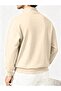 3 İplik Beige Basic Plain Half-Zip Sweatshirt - Oversize Stand-Up Collar - 2