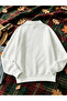 3 Thread White Night Shift Crew Half-Zip Sweatshirt - Printed Oversized Stand Collar - 2