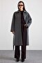 Shirt Collar Oversize Medium Length Coat Dark Gray 3194