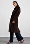 Shirt Collar Oversize Medium Length Coat Brown 3194 - 6