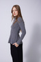 Polo Collar Ruffled Tricot Sweater Anthracite - 2