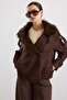 Removable Fur, Elastic Waist, Water Repellent Short Trench Coat K. Brown 6909 - 2