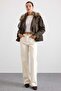 Removable Fur, Elastic Waist, Water Repellent Short Trench Coat Haki̇ 6909 - 3
