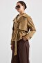 Cape Detailed Raglan Sleeve Water Repellent Short Trench Coat Kamel 6908 - 6