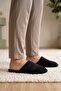 Men's Black Thick Corduroy Winter House Slippers 3 cm Byndtnh01 - 5