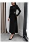 Midi Dress with Ruffled Collar and Waist Accessories - 3