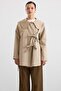 Baby Collar Lace-Up Closure Water-Repellent Trench Coat Stone 6918