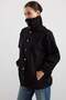 Stand Collar Snap Closure Casual Trench Coat Black 6917 - 6