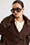 Removable Fur, Elastic Waist, Water Repellent Short Trench Coat K. Brown 6909 - 6
