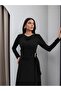 Midi Dress with Ruffled Collar and Waist Accessories - 2