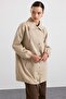 High Collar Snap Closure Casual Trench Coat Stone 6917 - 4