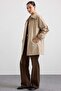High Collar Snap Closure Casual Trench Coat Stone 6917 - 3