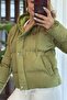 Women's Lace-Up Zippered Snap Hooded Coat Green - 6