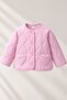 Quilted Girls' Seasonal Quilted Coat with Heart Pockets - Pink