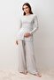 Long Sleeve Flexible Viscose Maternity Dressing Gown Pajama Set - 3