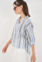 Women's Striped Oversize Blouse 967 - Navy Blue - 2