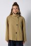 Women's Khaki Plaid Patterned Stand Collar Lined Trench Coat 32068